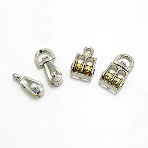 Pack Of 3 Sizes Pulley Wheel Lifting Rope Roller Pulley Wheel Climbing Mini Pulleys Metal Sheave Zinc Alloy Katrol Wiel (Fixed-Double) #TOP1