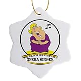 3 inch Snowflake Porcelain Ornament - Funny Worlds Greatest Opera Singer Fat Lady Cartoon Worlds Greatest Cartoons