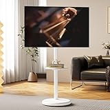 Hovadova Rolling TV Stand with Wheels for 10-46 Inch Flat Screen TVs Up to 88lbs, Height Adjustable Portable TV Stand with Tilting & Rotating, Mobile TV Cart with with Shelf/Tray, Max VESA 200x200mm