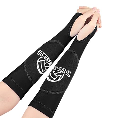 Pocoiau 1 par de mangas de voleibol para antebrazo con almohadillas de protección y agujero para el pulgar para jóvenes, mujeres y hombres, mangas protectoras de brazo para mejorar