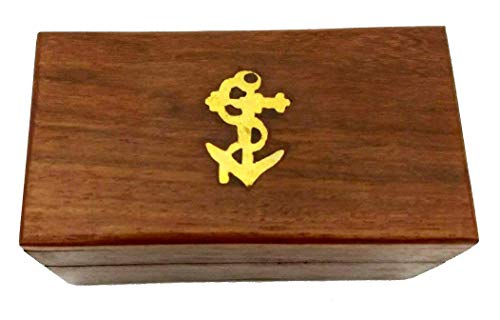 6" Brass Handheld Telescope With Wooden Box - Pirate Navigation With Anchor Wooden Box Rustic Vintage Home Decor Gifts #TOP3