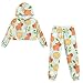 Mintulipy Lemon Capybara Print Girls Athletic Sweatsuit, Super Soft 2 Piece Set for All-Day Comfort, Breathable Hoodie and Pants for Active Girls 4-13