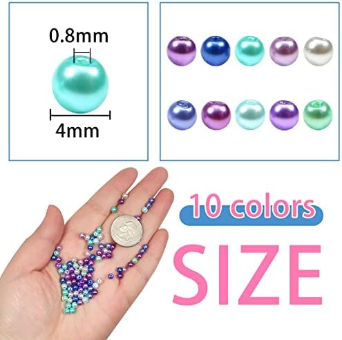 TOAOB 1000pcs Glass Pearls 4mm Multicoloured Round Tiny Loose Imitation Pearl Beads for Jewelry Making