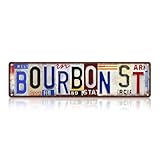 JBYMsign Vintage Bourbon St Street Sign Wall Decor Metal Tin Signs Poster
