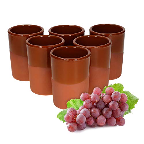 MamboCat 6er Tonbecher Set 180 ml I Mittelalter Trinkbecher Antik in hochwertiger Handarbeit I Met Becher Wikinger Glas Met Glas I Ton Weinbecher Teilglasiert I Vintage Mug Pott Met Glühwein Tasse