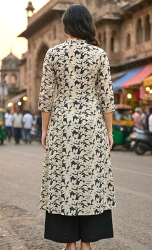 Image of CREATION & YOU Women Plus Size Cotton Printed Kurta with Pant Set | Work /Office Wear Kurta Set for Women