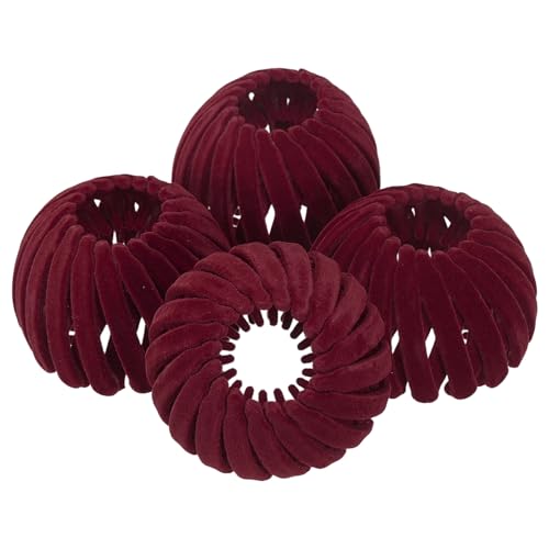 YELARXI Bird Nest Magic Hair Clip, Hairs Maker Flocking Ponytail Holder Hair Barrettes Accessories Shaper for Women Girls Hair Ties Thin Thick Fine Curly Hairs (4 Pack, Burgundy)