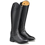 Elastischer Einsatz Harry Hall Burlington Reitstiefel für Damen, breite Waden, langer Reitstiefel aus Leder, Reitstiefel für Damen, mit durchgehendem Reißverschluss hinten, Schwarz , 40 2/3 EU