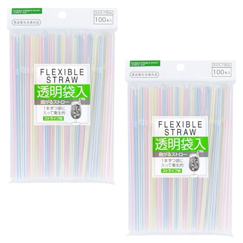 �X�g���[ �Ȃ��� �X�g���C�v 100�{�� 5×190mm � �����ܓ� �H�i�q���@�K�� �g���̂ăX�g���[(2��)