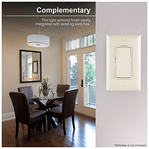 Ge Paddle Rocker Light Switch 3 Way Switch On Off Switch Rocker Switch Replacement For Electrical Light Switches & Ceiling Fan Switch Grounding 3 Way Light Switch Ul Listed Light Almond 18269 #TOP3