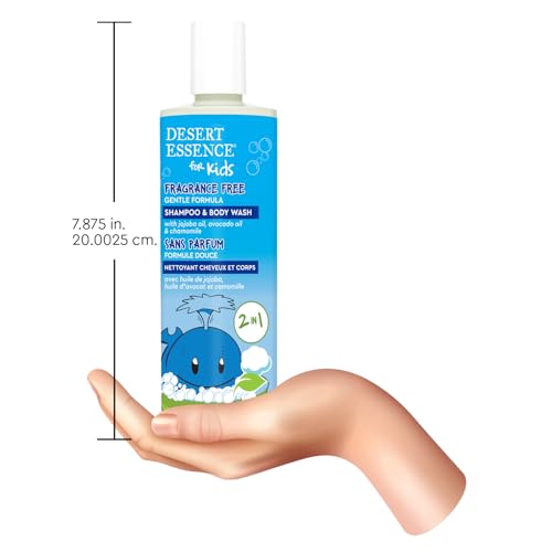 Image of Desert Essence Kids Fragrance Free 2-in-1 Shampoo & Body Wash, Gentle Cleanser for Children's Hair and Skin, Tear-Free Bath Wash for Kids, 12 fl oz