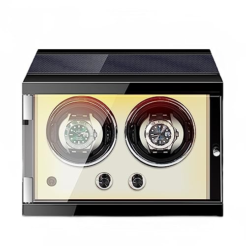 Watch Winder Enrollador de Reloj para Relojes automáticos 2/4/6/9/12 con 5 Modos de rotación Caja de Reloj con desbloqueo de Huellas Dactilares Vitrina de Almacenamiento con iluminación LED