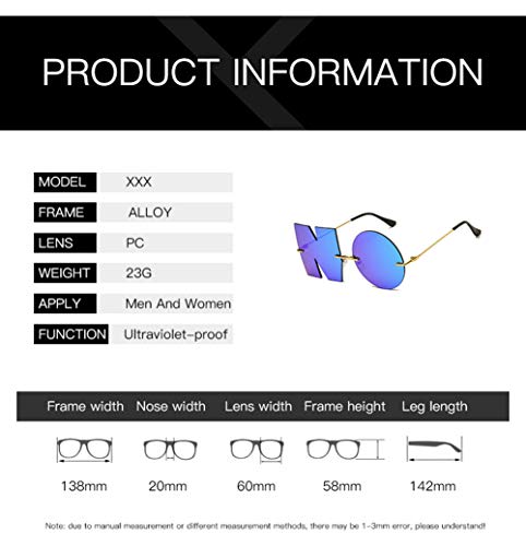 Image of ENTHYI Letter NO Party Rimless Irregular Design Sunglasses For Men /Women UV400 Streetwear Eyewears