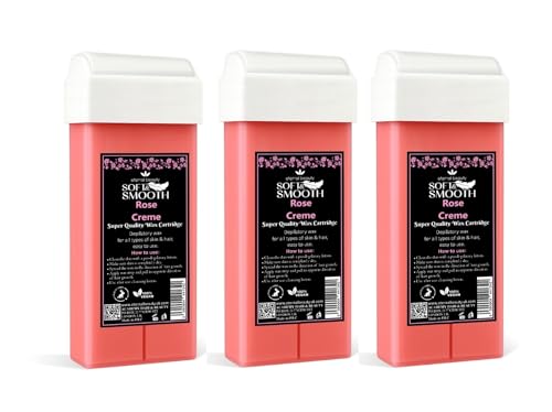 Rose Creme Wax Cartridge for Hair Removal - 100g Roll-On Depilatory Wax by Eternal Beauty | For All Skin & Hair Types | Vegan, Easy to Use, Professional Waxing Refill for Wax Heater (Pack Of 3)
