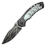 Wartech Thumb Open Spring Assisted Terminator Design Aluminum Handle Pocket Knife (PWT248BK)