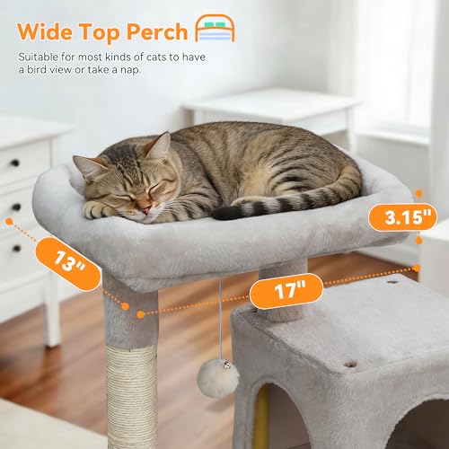 Árbol para gatos de 29.5 pulgadas con doble condominio blanco-gris miniatura 5