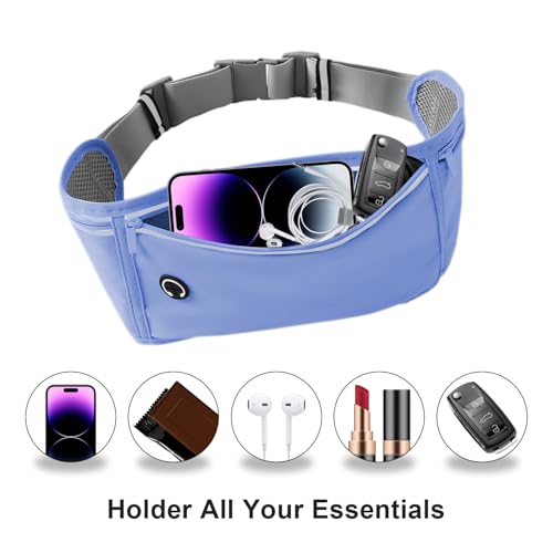 Image of Slim Running Belt for Women Men,Runners Fanny Pack Phone Holder,Money Belt,Running Gear Accessories,with 3 Pockets.(Blue)