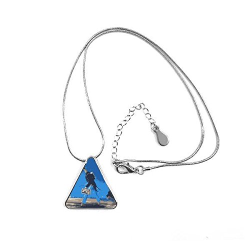 Collier triangle dessin animé bleu avec chaîne en cadeau original