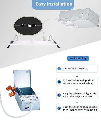 Popanu 4In Led Recessed Lighting - 9W Black Recessed Lights Canless Led Ultra-Thin Downlight 4 Inch Dimmable Color Changing Slim Can Light 12Pack 4In Black #TOP4