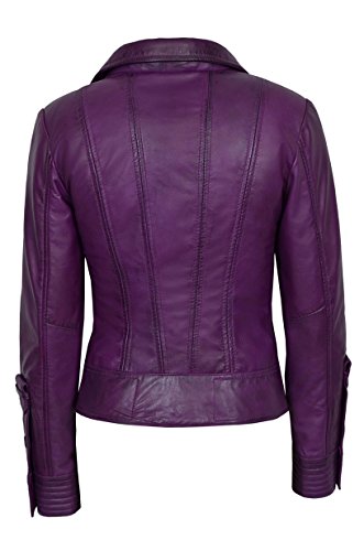 Supermodel Ladies Purple Green Rock Biker Style Designer Real Nappa Leather Jacket4