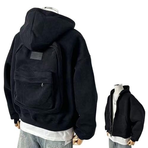 Creative Hoodie with Backpack, Unisex Hoodie Creative Travel Sweatshirt, Lightweight Zipper Backpack Sweatshirt