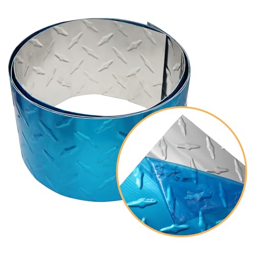 Image of 8in X 10ft Embossed Diamond Aluminum Plate Sheet, 0.03inch (Thin) Mill Finishing Checker Sheets Tread Plate /Rolls for Commercial & Residential Use, Cargo Trailer Gravel Guards, Campers and RV's