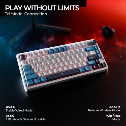 Image of Vantage 75% Wireless Mechanical Keyboard | Gasket Mount | 4-Layer Sound Absorption | 5-Pin Hot-Swap | Pre-Lubed Linear Switches | Doubleshot PBT | Tri-Mode | 4000mAh | RGB Backlit