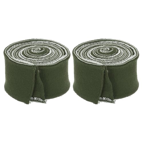 Rebower 1.5 Inch Elastic Cuffs for Sewing Knitted Ribbed Cotton Fabric Sleeves Waistband Ribbed Trim, [for Cloth, DIY Craft] - 2.6ft/ Army Green/ 2pcs