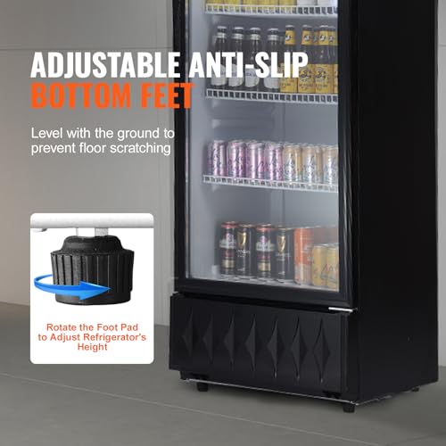 Image of VEVOR Commercial Merchandiser Refrigerator, 9.7 Cu.Ft / 275L Beverage Refrigerator Cooler Merchandiser, Glass Door Display Refrigerator Upright Fridge with 4 Adjustable Shelves, Customizable Lightbox