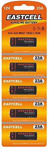EASTCELL 23A Batterien 12V – A23, MN21, V23GA, GP23A – 5 Stück auf Blisterkarte – für Garagentoröffner, Funkschalter, Auto- & Sicherheitstechnik