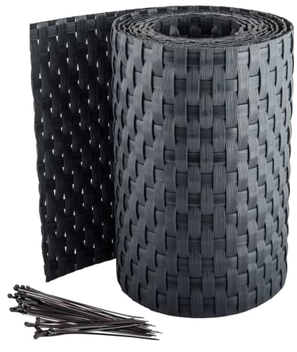 Pinto FERRAMENTA Striscia Frangivento Frangisole Rattan Schermatura Privacy Balcone Ringhiera Cancelli Terrazzi Pannelli Recinzioni Esterno PVC h19cm x 2.0mt Fascette Omaggio (1, Antracite)