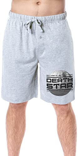 Star Wars Mens' Movie Film Death Star Battle Station Sleep Pajama Shorts (Small) Grey