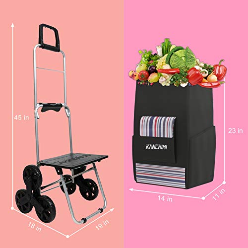image for Kanchimi Shopping Cart with Wheels,220lbs Heavy Duty Cart for Stair Cl