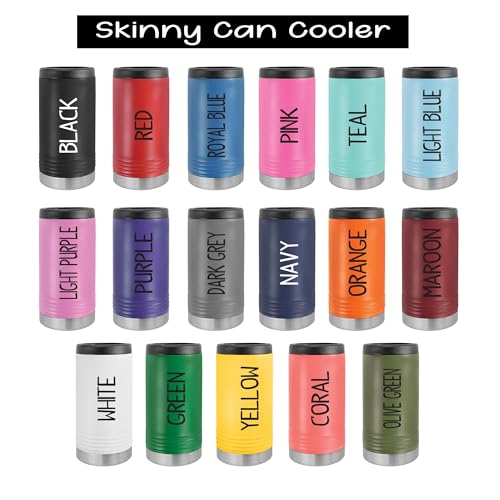 Personalized Skinny Can Cooler Coozie Tumbler Custom Stainless Steel Hard Seltzer Holder for Popular Slim Can Cooler Skinny Canned Beverages - Keeps Drinks Chilled for up to 12 Hours
