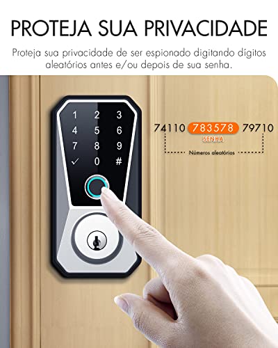 Smart fechadura com Biometria, Muito fácil de instalar, Trava automática para maior segurança, Esta