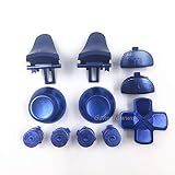 Aluminium Metal Full Set Button ABXY D-pad Direction Key L1 R1 L2 R2 Trigger Buttons Joysticks Thumb Sticks Cap for PS4 Slim JDS-040 JDS 040 Controller Blue