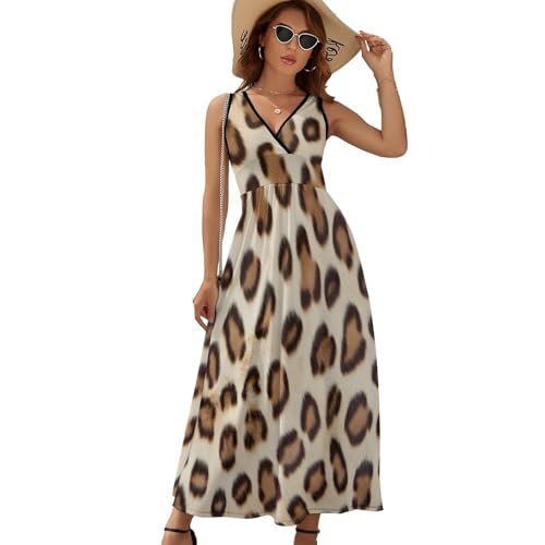 Robe longue femme été chic imprimé léopard crème S-XXL