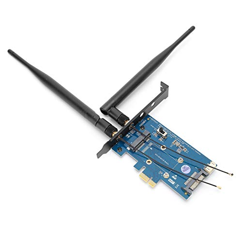 Adaptador de tarjeta de escritorio con ranura SIM, adaptador Mini PCIe a PCIe 1X, soporte para tarjeta de red combo, antena doble banda 2.4GHz 5GHz miniatura 4