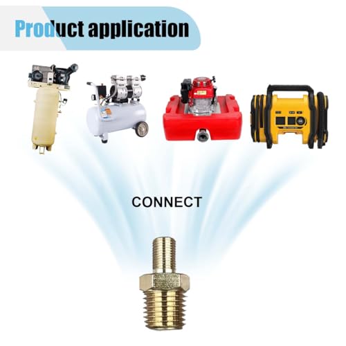 Image of 2PCS Air Inflator Adapters, Brass Tire Inflator Connector with Valve Stem Inside, 1 /4 inch NPT (M) to Standard Schrader Valve (M), Fit for Portable Car Air Hose, Air Compressor /Pump (No Valve Stem Inside)