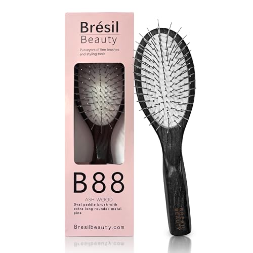 Bresil Beauty Ash Wood Paddle Hair Brush with Metal Pins
