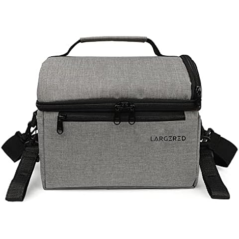 LARGERED Adult Lunch Box Insulated Lunch Bag Lunch Bag Women Lunch Box for Men Reusable Lunch Boxes Bag Lunch Containers Adjustable Shoulder Strap Portable Lunchbag Grey Cover