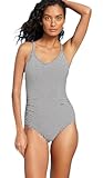Kona Sol Women's Textured Gingham Ruched Full Coverage One Piece Swimsuit - (US, Alpha, Large, Regular, Regular, Black)