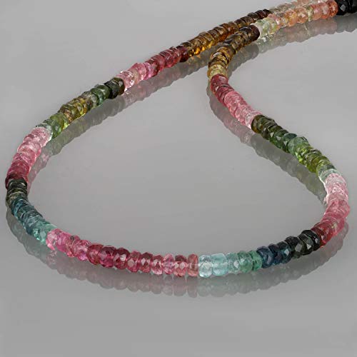 NirvanaIN Multi Tourmaline Faceted Rondelle Necklace Multi Color Necklace All Purpose Piece Semi Precious Gemstone Engagement Gift3