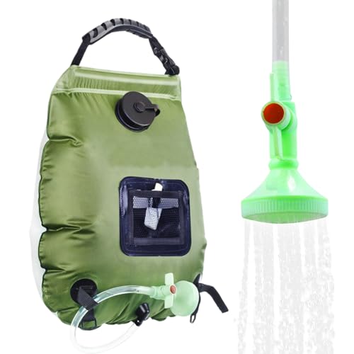 Ducha exterior portátil - Bolsillo para bañera solar extraíble de 20 litros, manguera flexible para alcachofa de ducha de camping incluido, calentamiento natural rápido 'agua, accesorio práctico y