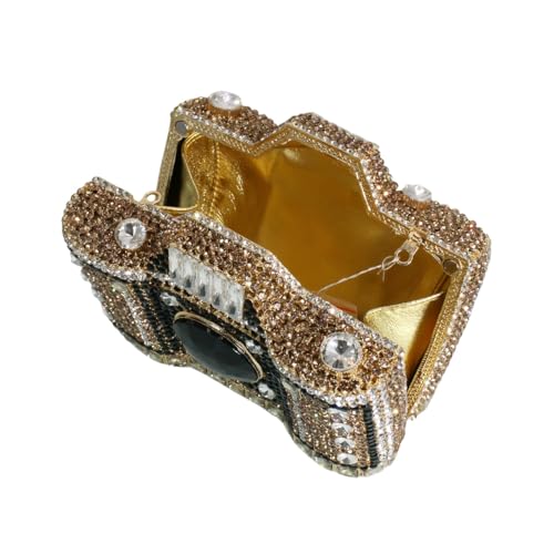 Image of UMREN Novelty Crystal Camera Shaped Clutch Purse for Women Sparkly Rhinestones Evening Clutch Bag Glitter Bridal Prom Handbag