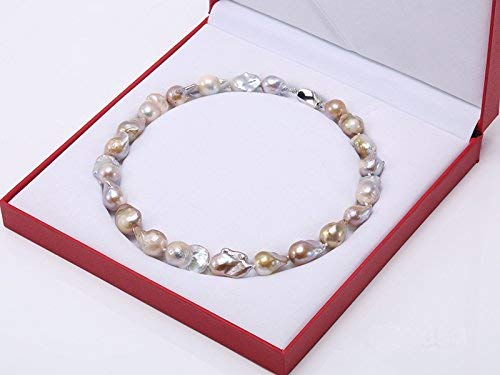 Jyx Pearl Station Necklace 12-20Mm Natural Champagne Baroque Freshwater Cultured Pearl Necklace For Women 20" #TOP7