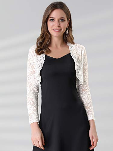 Image of Allegra K Women's Elegant Crop Cardigan Sheer Floral Lace Bolero Shrug Top