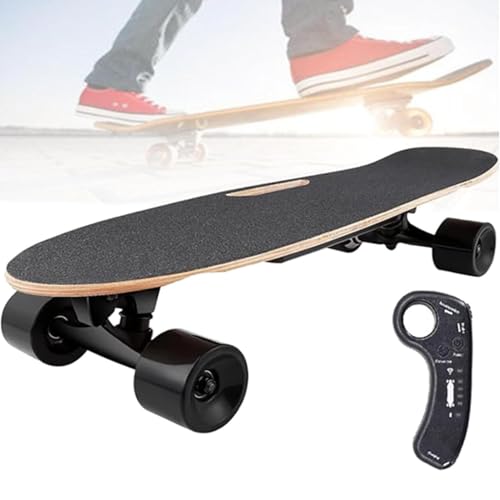 Patineta eléctrica, Longboard eléctrico de arce de 7 capas, control remoto inalámbrico, 4 velocidades ajustables, velocidad máxima de 22 km, alcance de 8 km, capacidad de carga de 80 kg, patinetas