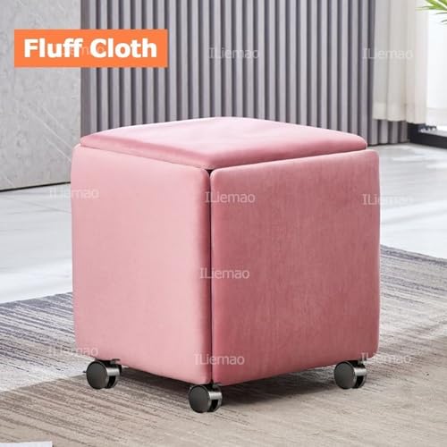 Pouf cube empilable 5 en 1 multifonction avec roulettes et rangement