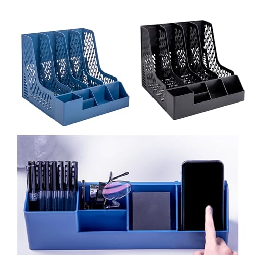 Porte-revues de bureau anti-désordre avec 4 compartiments de tri verticaux - 3